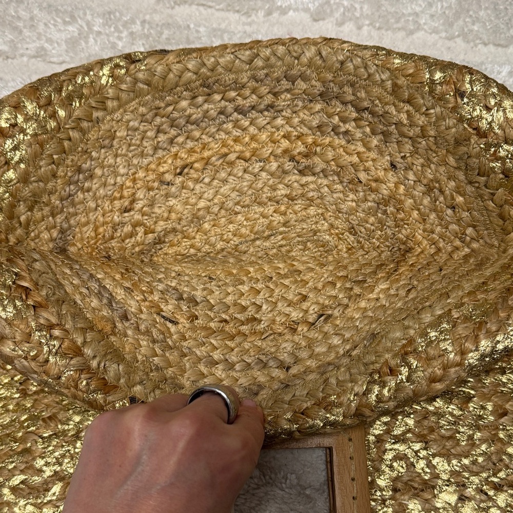 Antik Kraft Gold Woven Tote with Wooden Square Handles - Picture 6 of 6